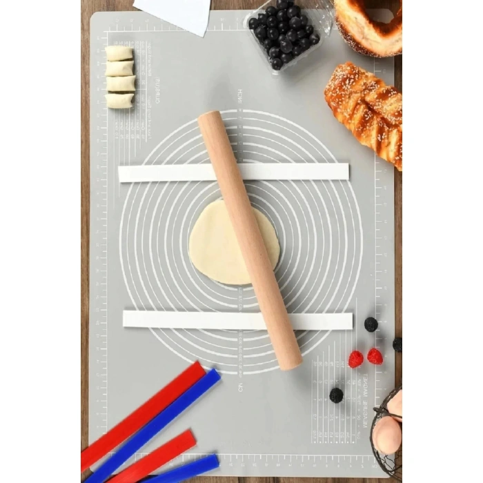 Premium Silikon Hamur Açma Matı Ölçülü Isıya Dayanır Hamur Yoğurma Matı