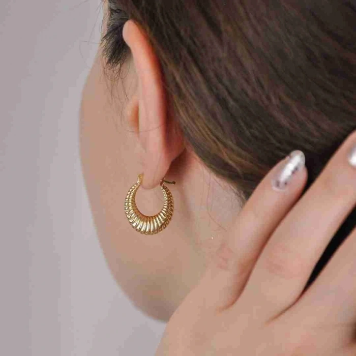 14 Ayar Altın Süzme Midye Halka Küpe