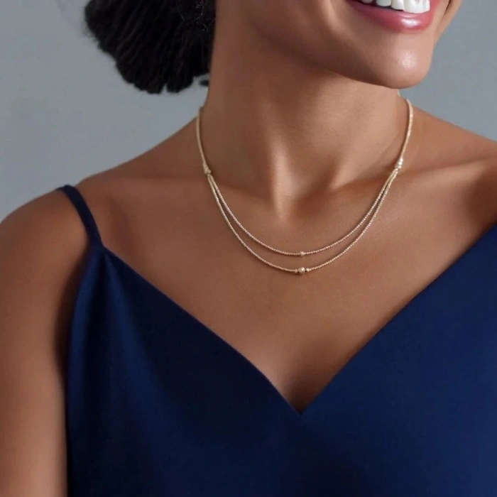 Altın Çift Sıra Dorika Kolye