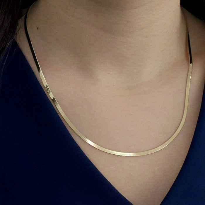 Altın İtalyan Ezme Zincir 3 mm - 55 cm 8 Ayar Altın