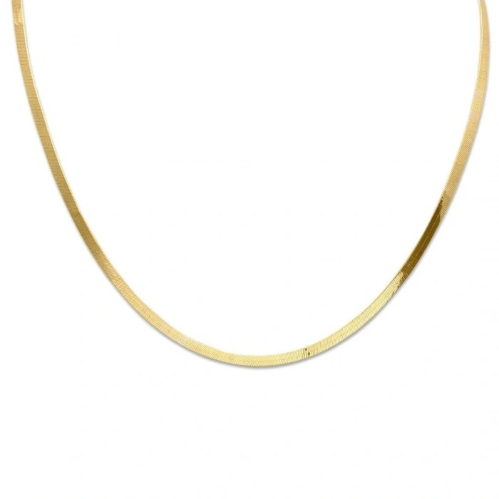 Altın İtalyan Ezme Zincir 3 mm - 55 cm 8 Ayar Altın