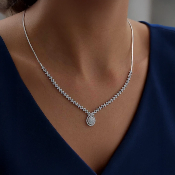 Beyaz Altın Damla Set Takımı