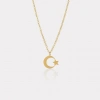 14 Ayar Altın Ay Yıldız Kolye