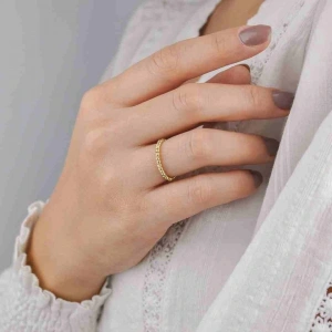 14 Ayar Altın Tekli Sade Dorika Yüzük