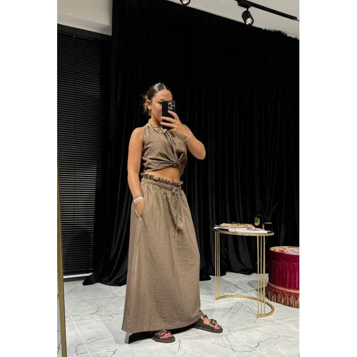 Askılı Bluz Etek Takım