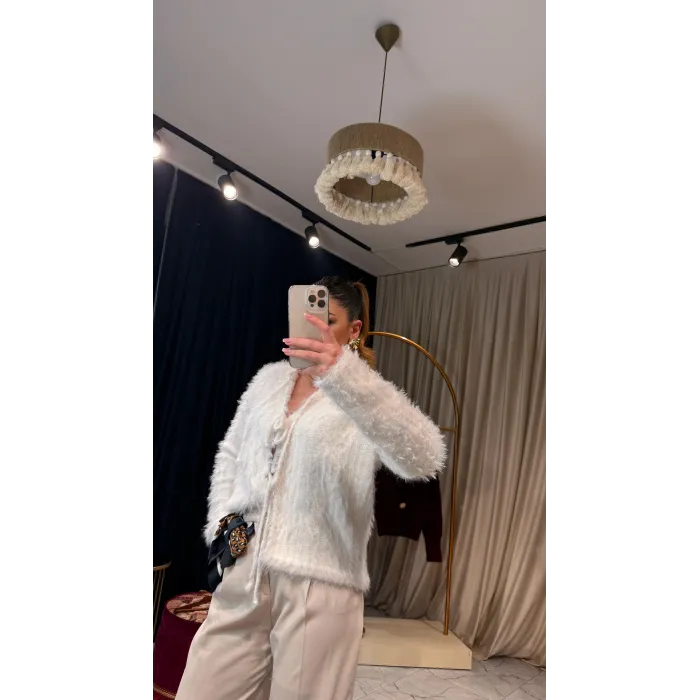 Bağlama Detaylı Ekru Hırka