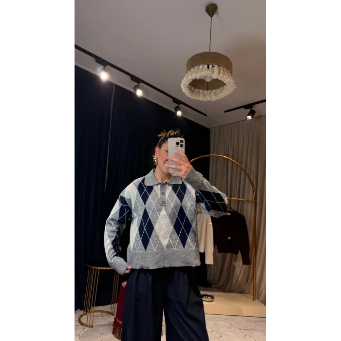 Baklava Desenli Premium Kazak