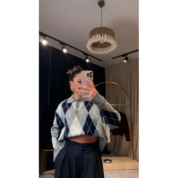 Baklava Desenli Premium Kazak