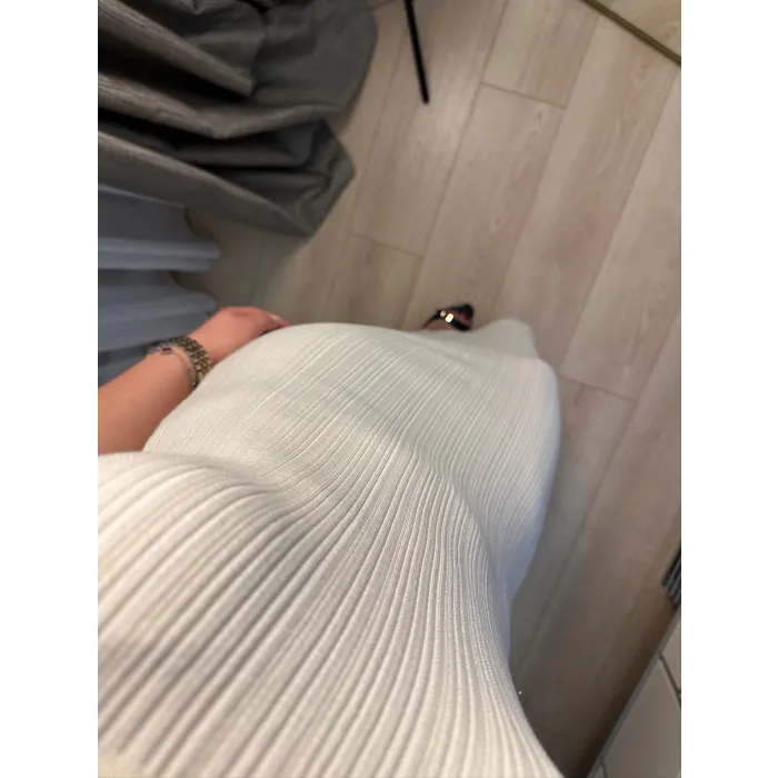 Ekru Askılı Elbise