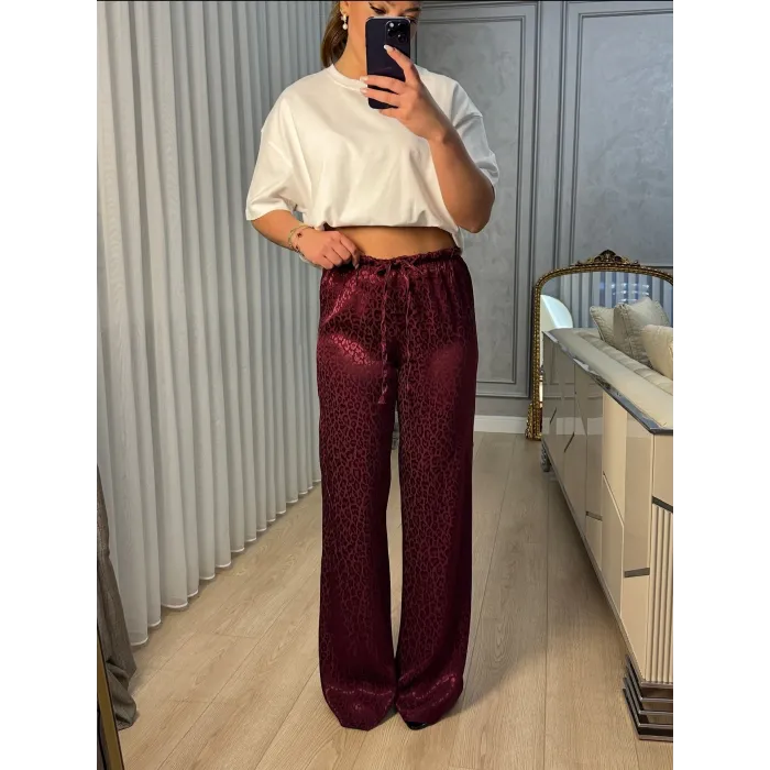 Bordo Saten Pantolon