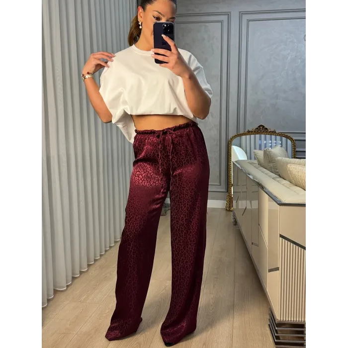 Bordo Saten Pantolon