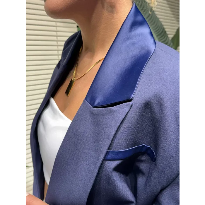 Crop Blazer Ceket Etek Takım