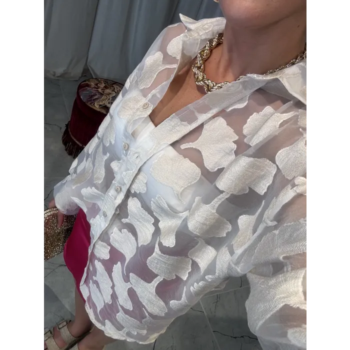 Düşük Kol Jakarlı Bej Gömlek