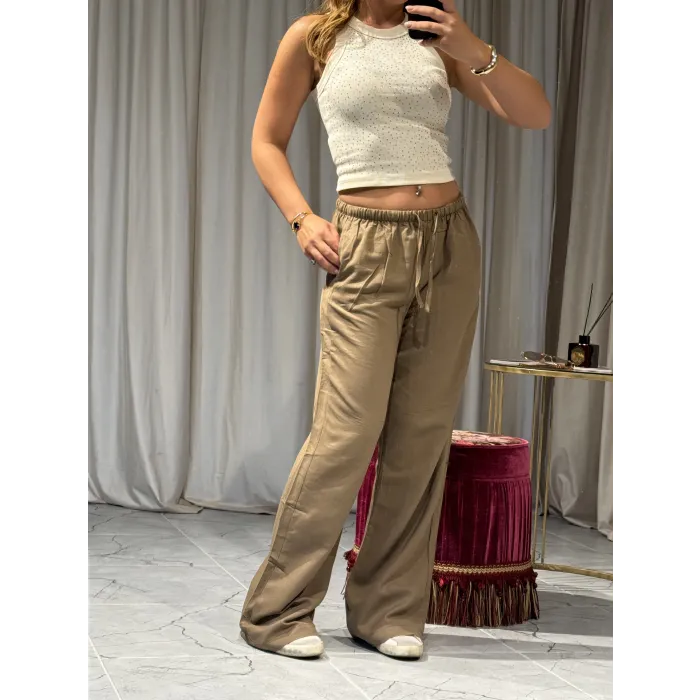 Kahverengi Keten Pantolon