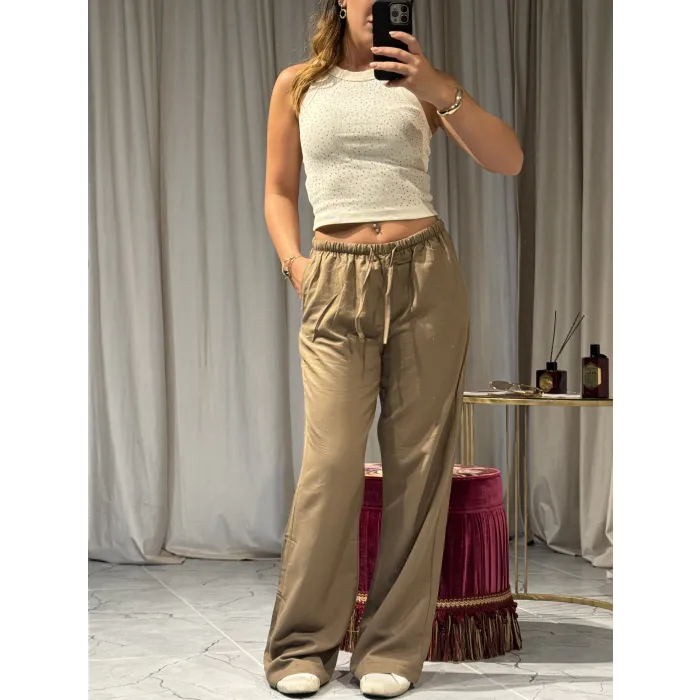 Kahverengi Keten Pantolon