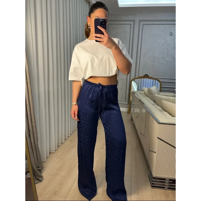 Lacivert Saten Pantolon