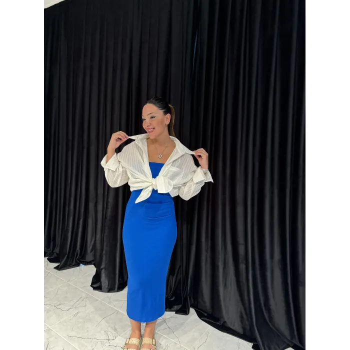 Oversize Cepli Beyaz Gömlek