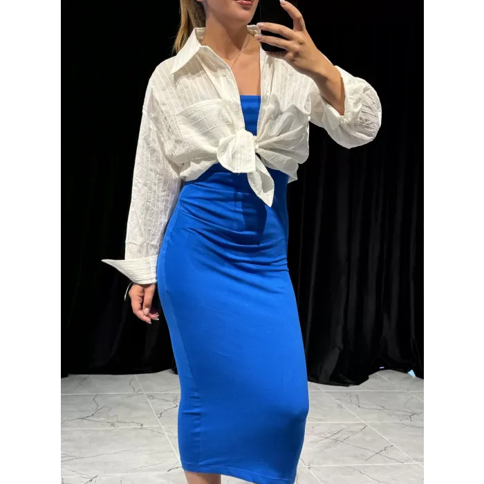 Oversize Cepli Beyaz Gömlek