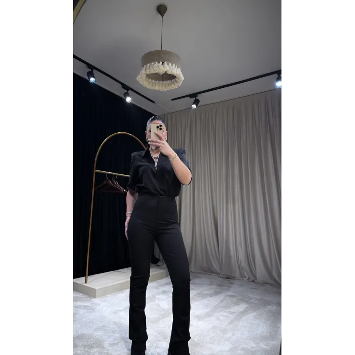 Siyah Vatkalı Tişört