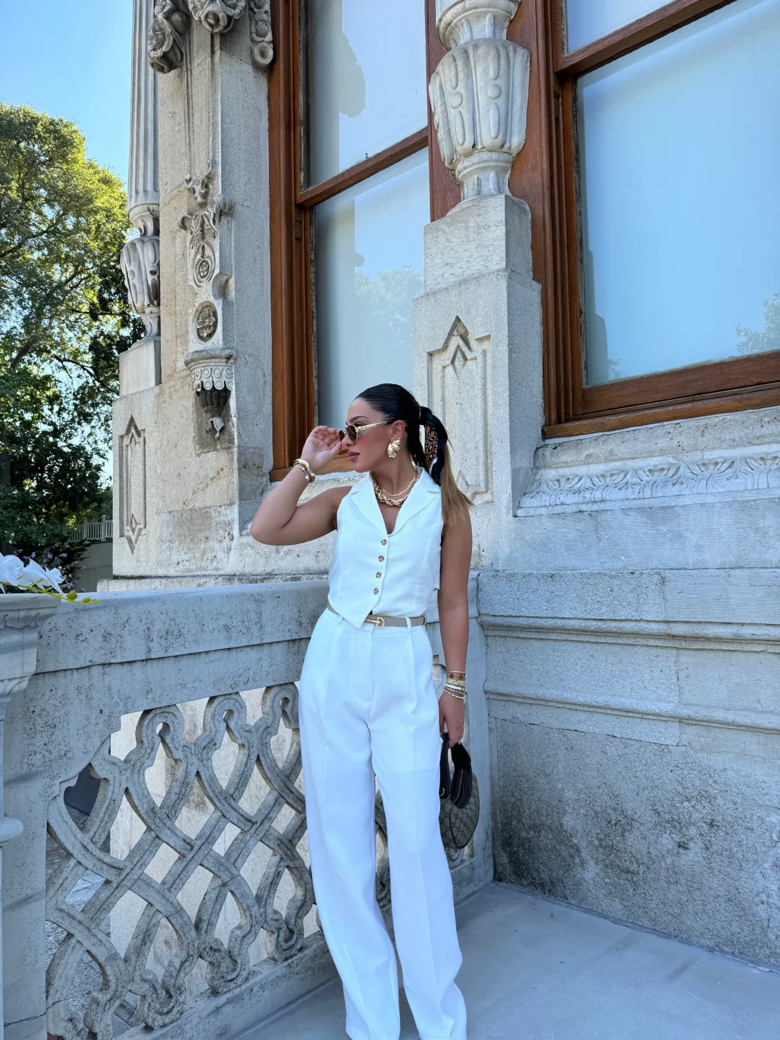 Beyaz Palazzo Pantolon