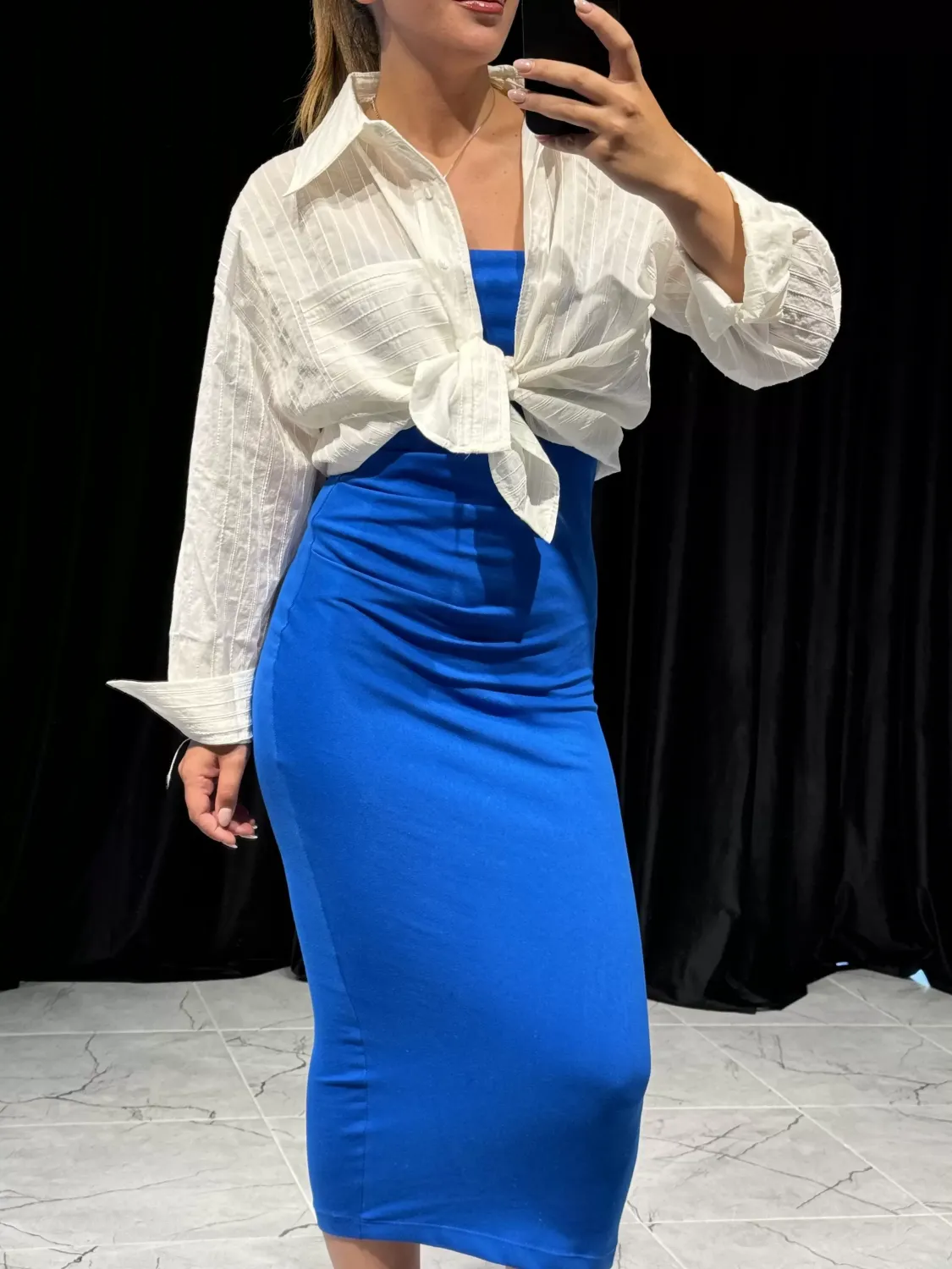 Oversize Cepli Beyaz Gömlek