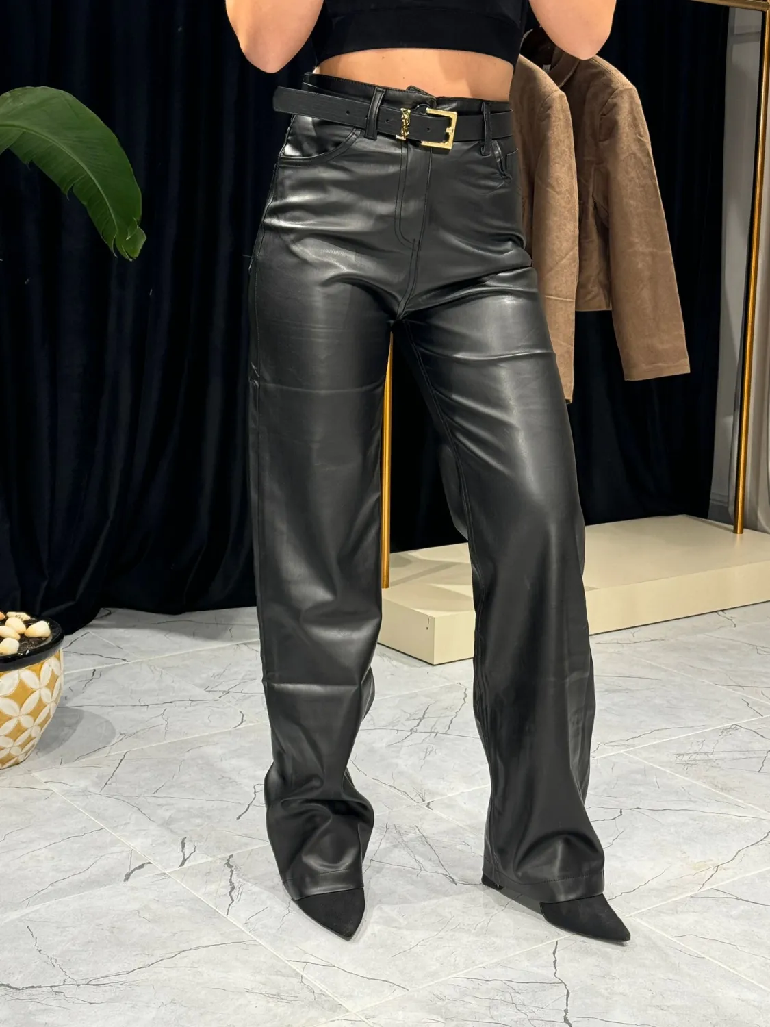 Siyah Deri Pantolon