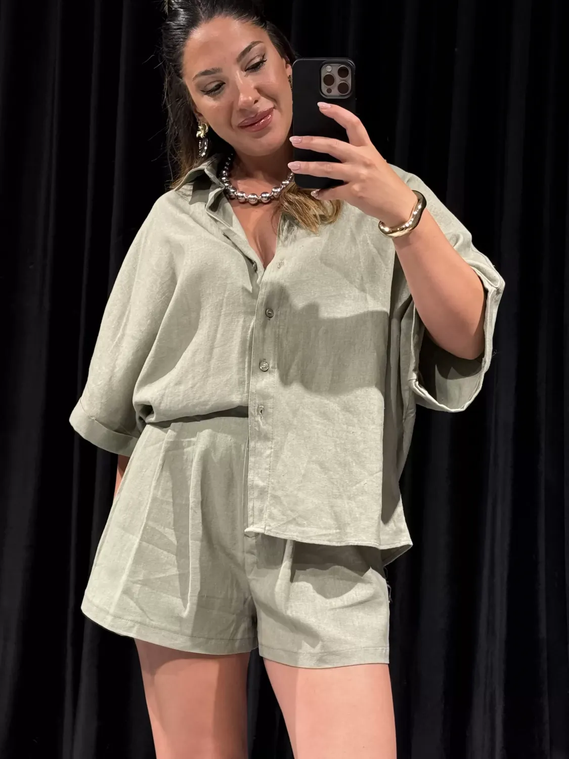 Yeşil Şort Gömlek Takım