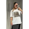 Beyaz Leopar Desen Tişört