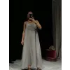 Gri Askılı Elbise