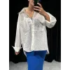 Oversize Cepli Beyaz Gömlek
