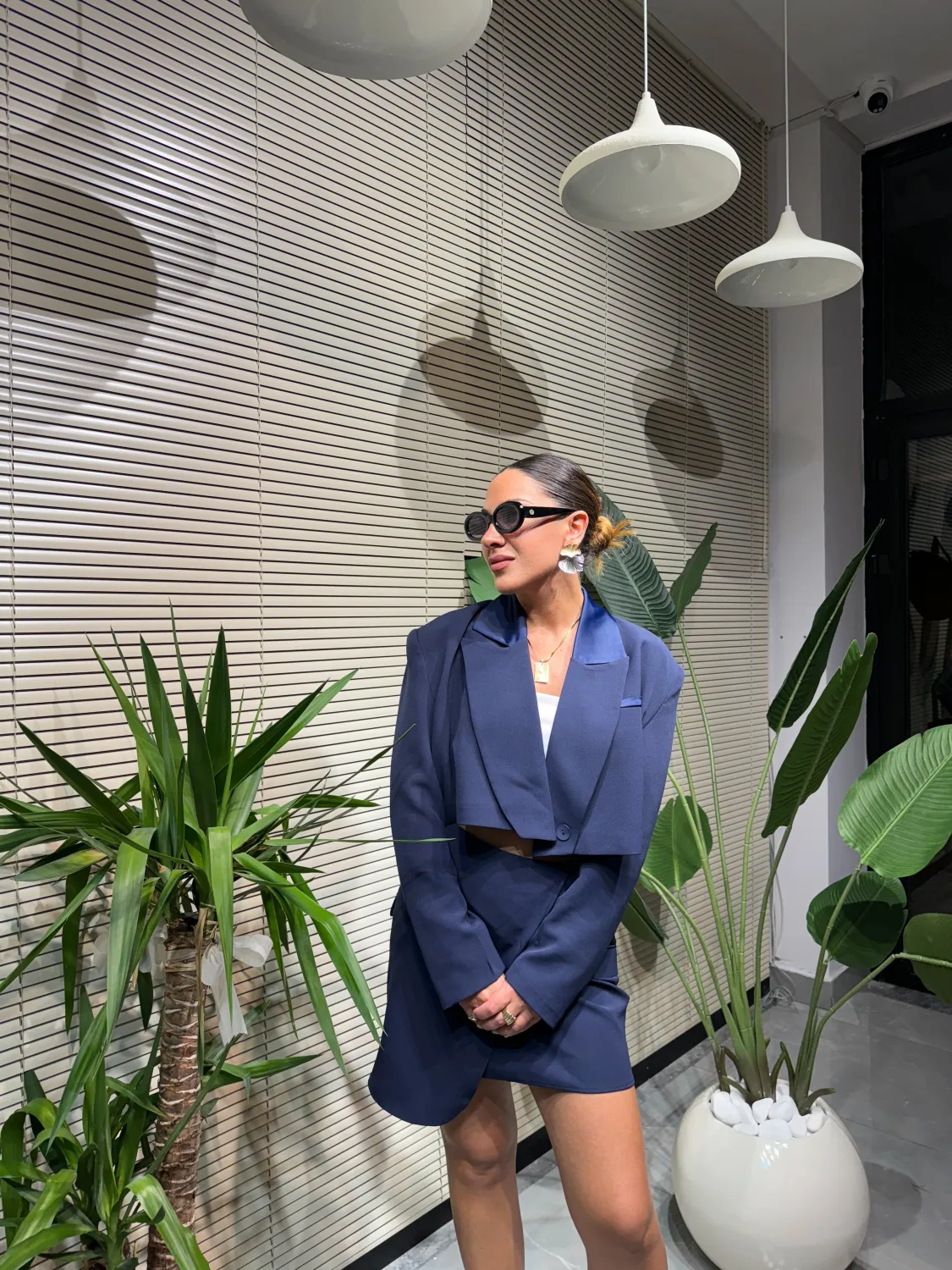 Crop Blazer Ceket Etek Takım