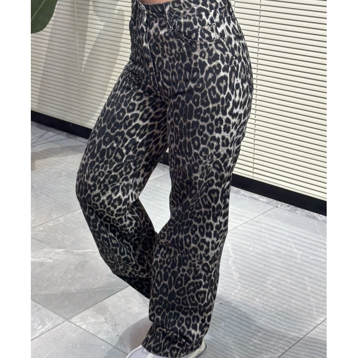 Leopar Desenli Jean Pantolon