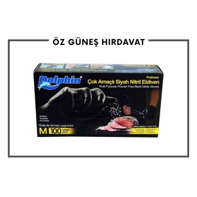 DOLPHIN SİYAH NİTRİL ELDİVEN M*20