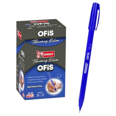 MİKRO M 40 OFİS TİPİ KALEM 50Lİ MAVİ