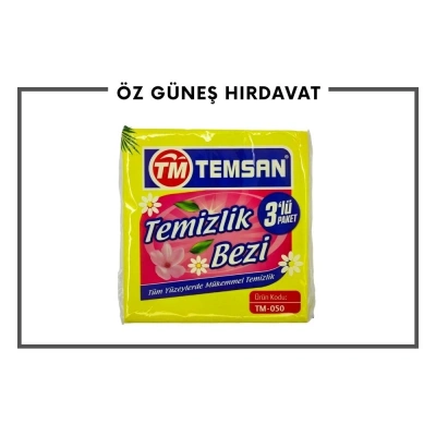 TEMSAN SARI TEMİZLİK BEZİ 3LÜ TM-050*20