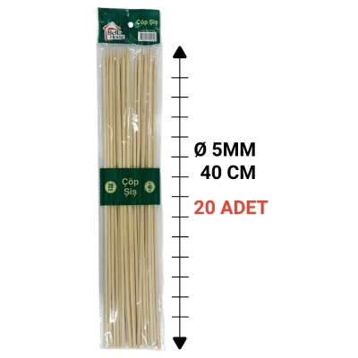 ÇÖP ŞİŞ AHŞAP 40 CM 20Lİ K-1643