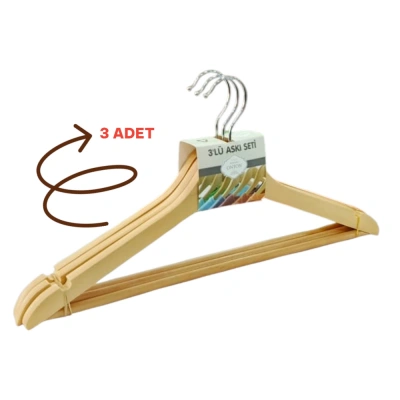 ELBİSE ASKISI AHŞAP 3LÜ SET*40