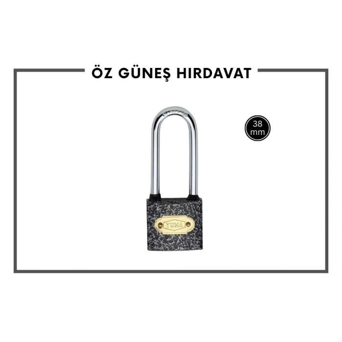 YUMA GRİ ASMA KİLİT UZUN 38MM YM 1038L