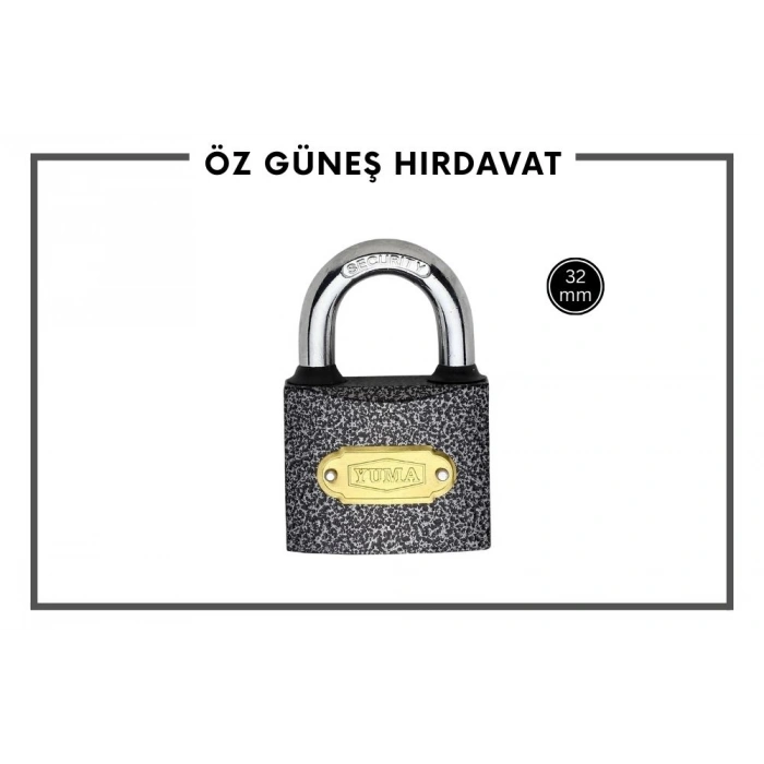 YUMA GRİ ASMA KİLİT 32MM YM 1032