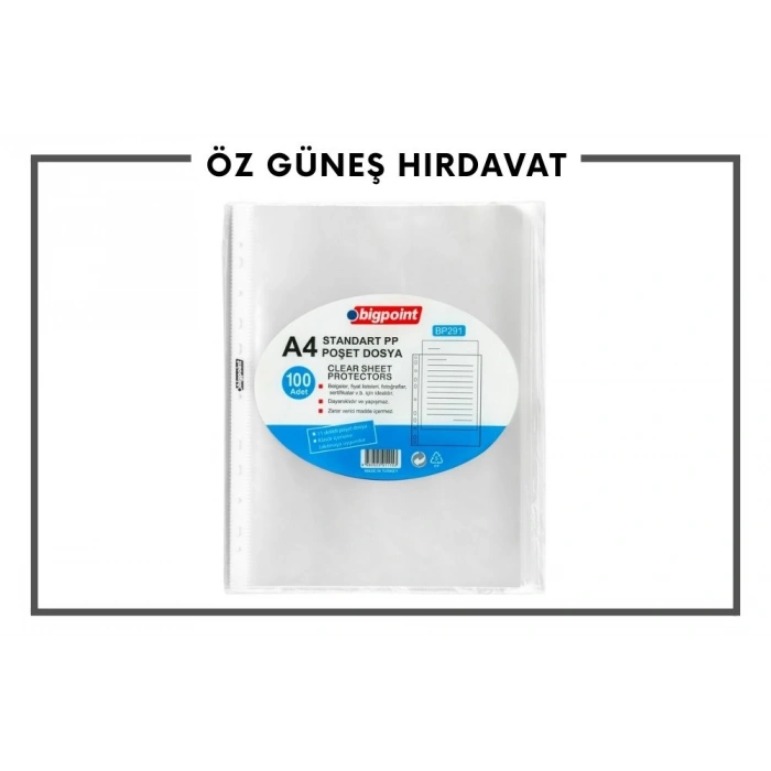 BİGPOİNT POŞET DOSYA 100LÜ BP291*35
