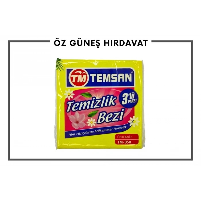 TEMSAN SARI TEMİZLİK BEZİ 3LÜ TM-050*20