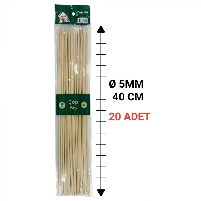 ÇÖP ŞİŞ AHŞAP 40 CM 20Lİ K-1643