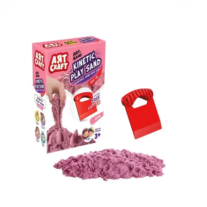03688 , Aksesuarlı Pembe Kinetik Oyun Kumu 500 gr