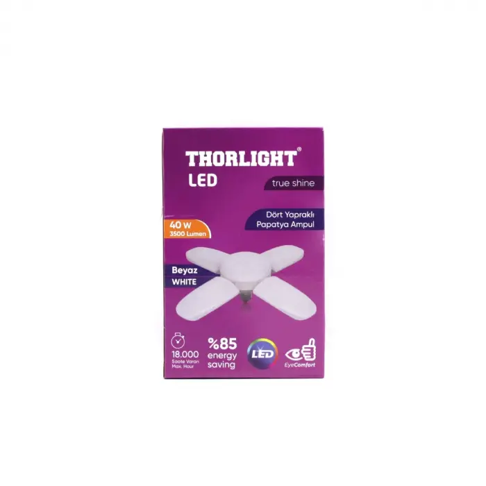 1+4 Kollu - Yapraklı Pervane Modeli Papatya Beyaz Led Lamba Ampul 40w - E27 P-6040b Bx40