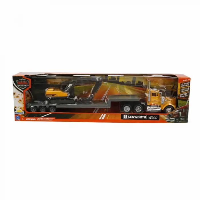 1:43 Long Haul Kenworth Taşıyıcı Tır ve Ekskavatör