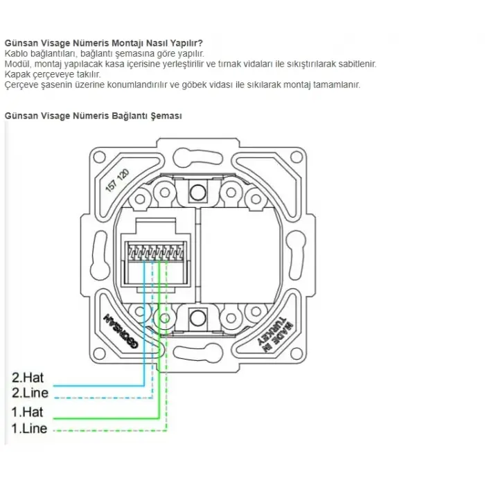 1 Adet Günsan Visage Beyaz Telefon Prizi (CAT3) Çerçevesiz