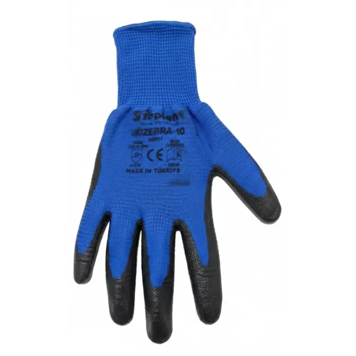 1 Adet VIO Zebra 2511 Mavi Siyah İş Eldiveni 10XL