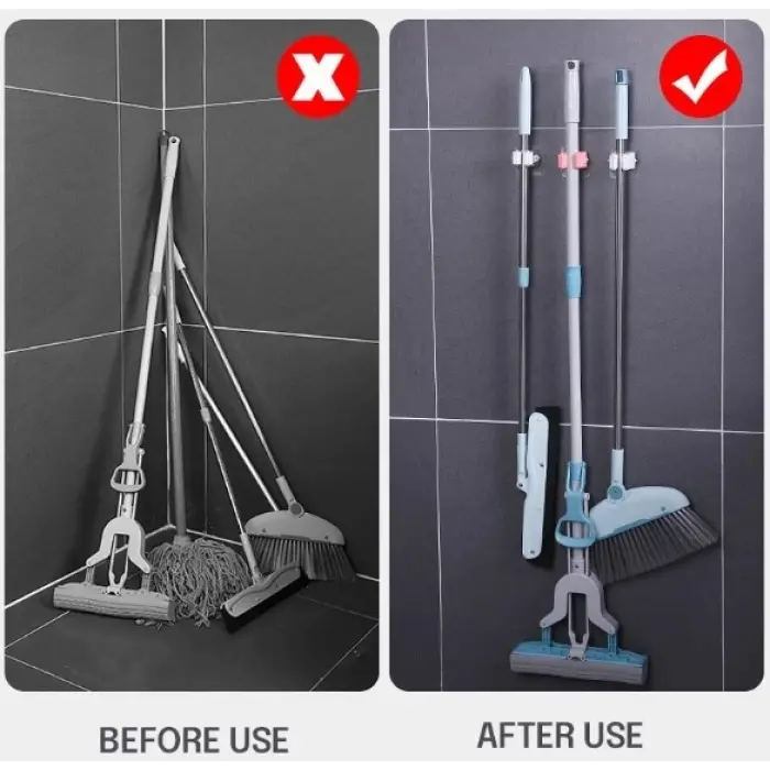1 Adet Yapışkanlı Pratik Mop Tutucu Beyaz Bx40