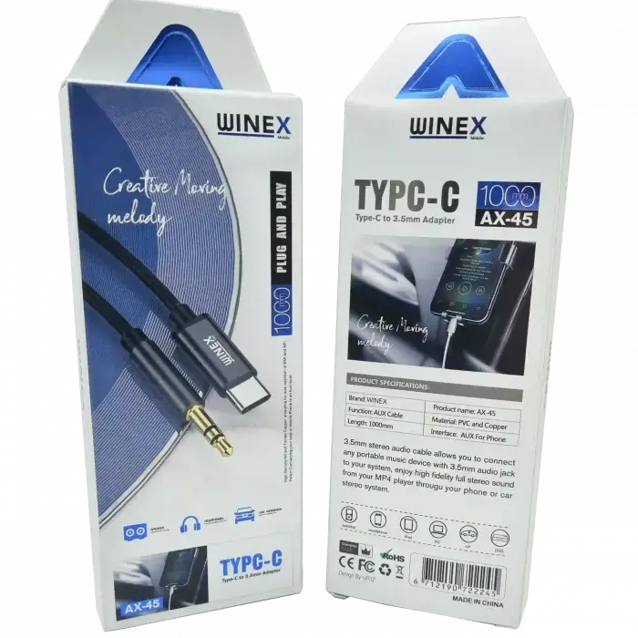 Winex AX-45 Type-C to 3.5mm AUX Dönüştürücü Kablo – 100cm