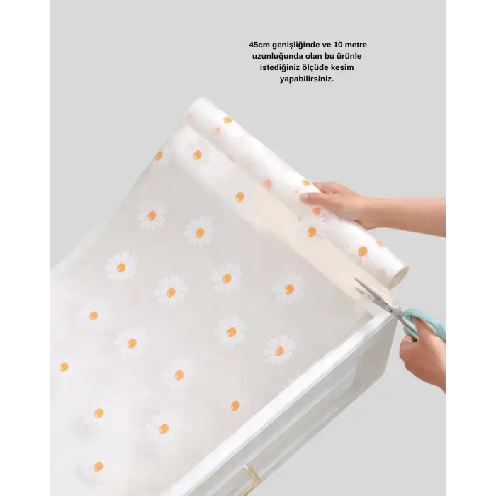 10 Metre Papatya Desenli Kolay Temizlenebilir Çekmece Matı